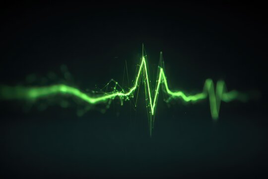 Pulse Wave on Monitor: Green Heart Rate Line on Black - Powered by Adobe