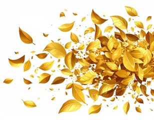 Golden leaves exploding, a graphic design