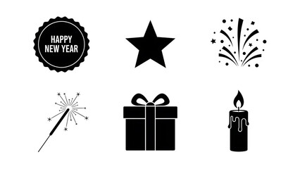 New year s eve celebration icons for festive design