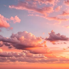 A breathtaking view of a sunset sky filled with pink and white clouds in a dreamy atmosphere