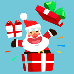 Santa Claus Popping Out of a Gift Box