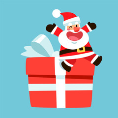 Santa Claus Sitting on a Big Gift Box