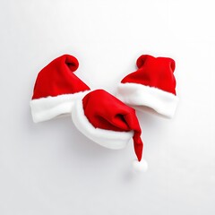 Red Santa hats isolated on transparent background