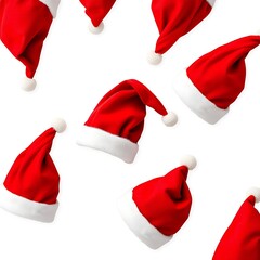 Red Santa hats isolated on transparent background