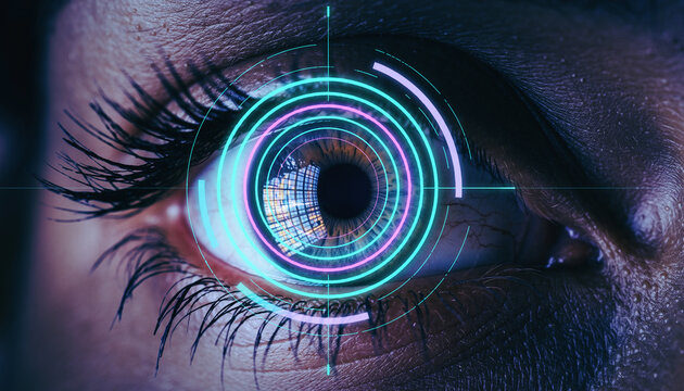 Biometric Eye Scanner Interface Technology Concept