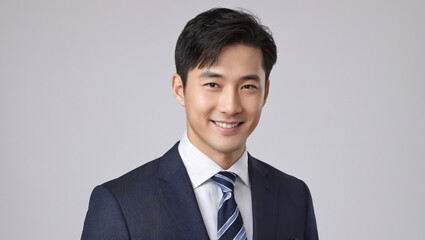 Portrait of 20s Japanese Businessman with Dark Blue Tie / ダークブルーのネクタイをした20代日本人男性ビジネスポートレート