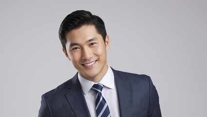 Portrait of 20s Japanese Businessman with Dark Blue Tie / ダークブルーのネクタイをした20代日本人男性ビジネスポートレート