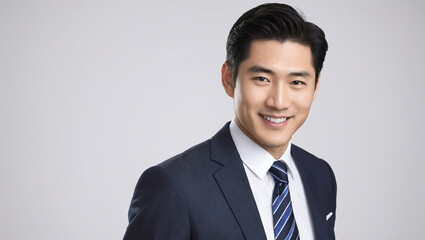 Portrait of 20s Japanese Businessman with Dark Blue Tie / ダークブルーのネクタイをした20代日本人男性ビジネスポートレート