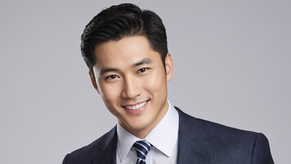 Portrait of 20s Japanese Businessman with Dark Blue Tie / ダークブルーのネクタイをした20代日本人男性ビジネスポートレート