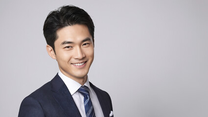 Portrait of 20s Japanese Businessman with Dark Blue Tie / ダークブルーのネクタイをした20代日本人男性ビジネスポートレート