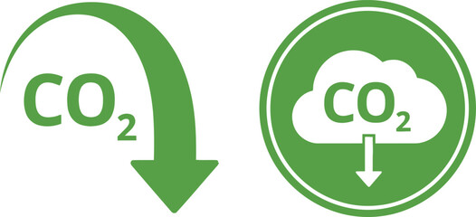 Co2 reduction green arrows and cloud silhouette