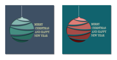 Merry Christmas greeting card, modern card. Christmas tree layers. Christmas banner. New Year celebrations. Vector illustration