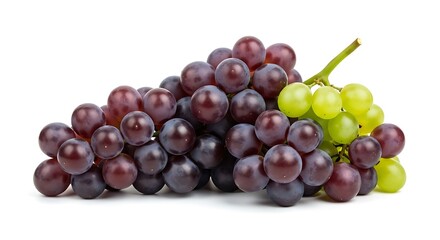 Fresh Red and Green Grapes on White Background.