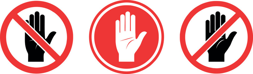 Stop hand forbidden warning signage vector silhouette