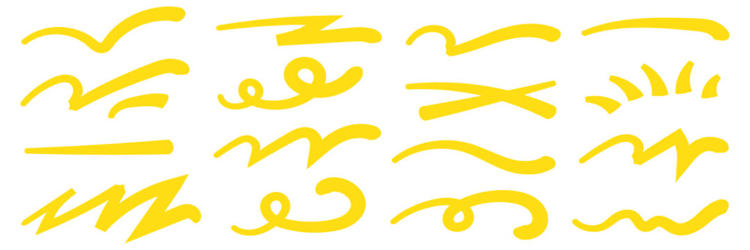 Red squiggle brush scribble underline. Marker pen emphasis highlight red swoosh stroke. Vector swoosh brush underline set for accent, marker emphasis squiggle element. Vector stock illustration 