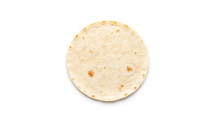 Freshly Baked Round Tortilla Flatbread Isolated on White.