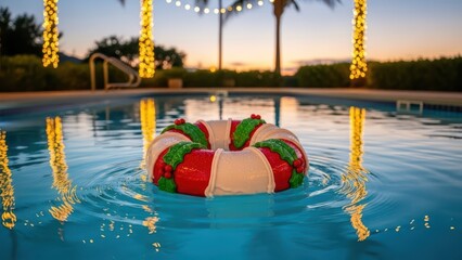 Festive Pool Float Decoration with Lights