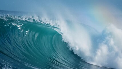 Majestic Ocean Wave Crashing with Power and Splendor A Breathtaking Display of Natures Force in a Vibrant Blue Sea Perfect for Surfing and Coastal Scenery Enthusiasts.