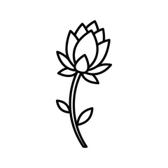 Simple outline drawing of a lotus flower on a stem