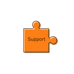 Obraz premium Puzzle piece with the word “Support”, crime victim assistance, isolated on white background