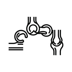 Human Joints Anatomy Illustration: Wrist, Elbow, and Knee Line Art Diagram