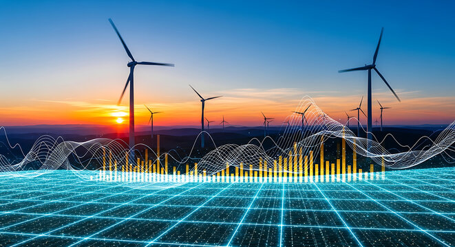 Sustainable energy powering future growth with wind turbines and data tech