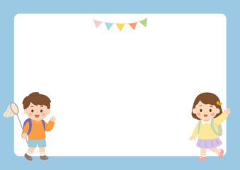 유치원프레임 일러스트_사각프레임_어린이 캐릭터