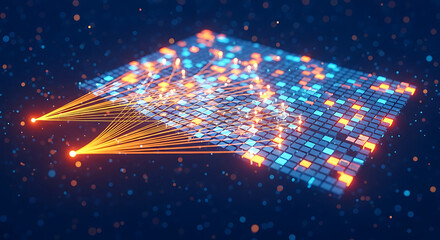 Modern technology innovation with vibrant glowing network connections