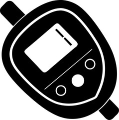 Glucose meter with heart shape display silhouette vector black , white background