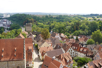 Obraz premium The view of the old town of Bad Wimpfen opening from the Blue tower, Germany 
