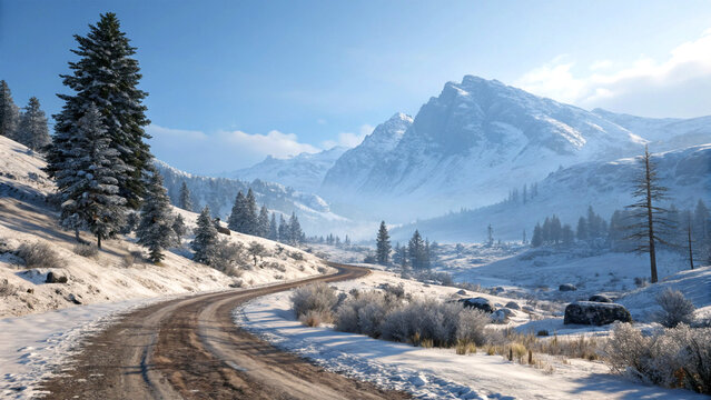 Snowy mountain wilderness in dramatic winter - Powered by Adobe