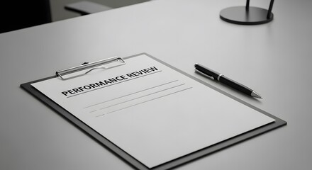 Performance review documents on desk ready for feedback and employee evaluation in a modern office, perfect for business, management, and HR concepts