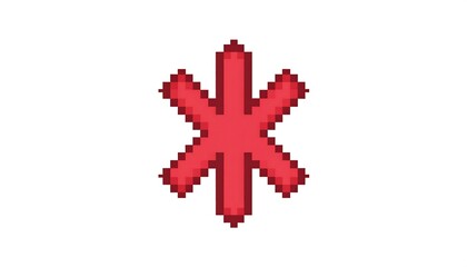 Obraz premium Red Pixelated Star Symbol Graphic Design.