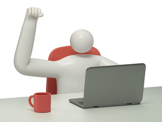 Victory at work, success in the office, achievement unlocked