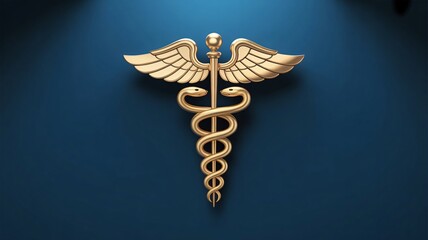 Golden caduceus shines, representing health, medicine, and healing in a professional, elegant style that is suitable for healthcare and wellness branding campaigns