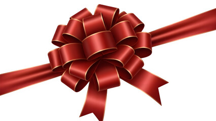 Elegant red ribbon bow with gold trim on a black background