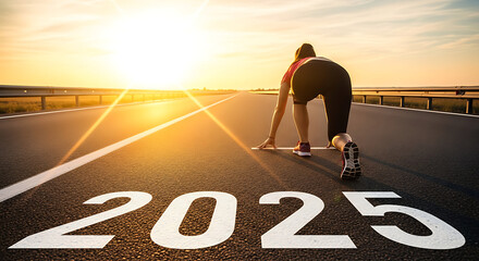 Ready to conquer 2025? Female athlete poised for success on open highway