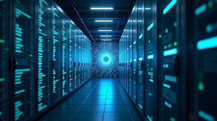 Fototapeta premium Generative AI cloud infrastructure gateway in futuristic data center