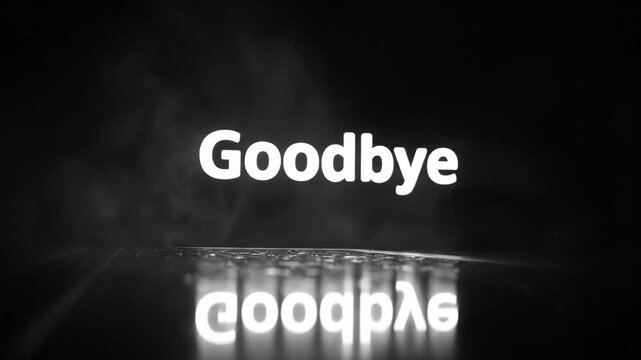 Noir style video sequence fading goodbye 2025 in smoky text. Mysterious transition to futuristic year with layered overlays and vapor effects for new year concept.