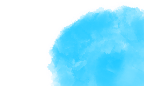  A soft, vibrant blue watercolor paint splash creates an abstract shape on a clean white background.