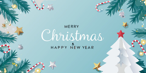 Merry christmas and happy new year greeting with festive decorations © Sanjay