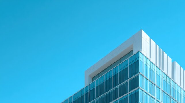 Minimalist Modern Building with Glass Facade and Blue Sky
