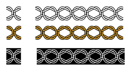 Nautical Knot Seamless Pattern Decorative Frame Border Ornament Vector Illustration Set
