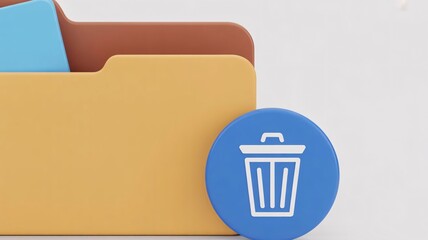 Organize digital workspace with stylish folder and trash icon, promoting efficient data management and decluttering, ideal for tech blogs and productivity tools