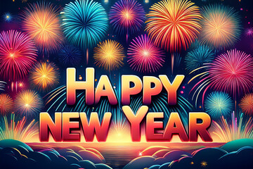 Celebrate New Year With Colorful Fireworks Display Generative AI