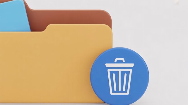 Organize digital workspace with stylish folder and trash icon, promoting efficient data management and decluttering, ideal for tech blogs and productivity tools