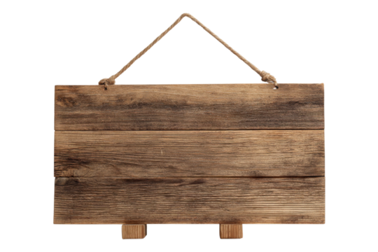 Empty Wood Sign Image for Rustic and Decorative Projects on Transparent or White Background PNG