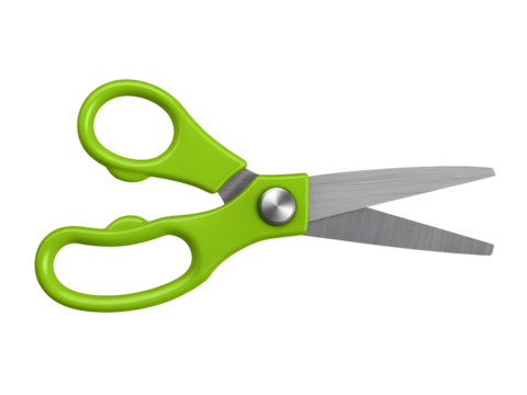 Green safety scissors isolated on transparent background