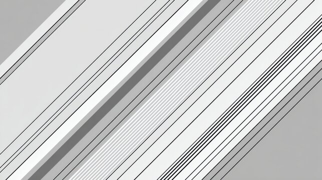 Gray abstract background with contrasting diagonal stripes and lines in varying thickness and spacing, creating depth, movement and a minimalist, modern geometric pattern