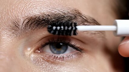 Applying eyebrow makeup with a brush for a perfect look.